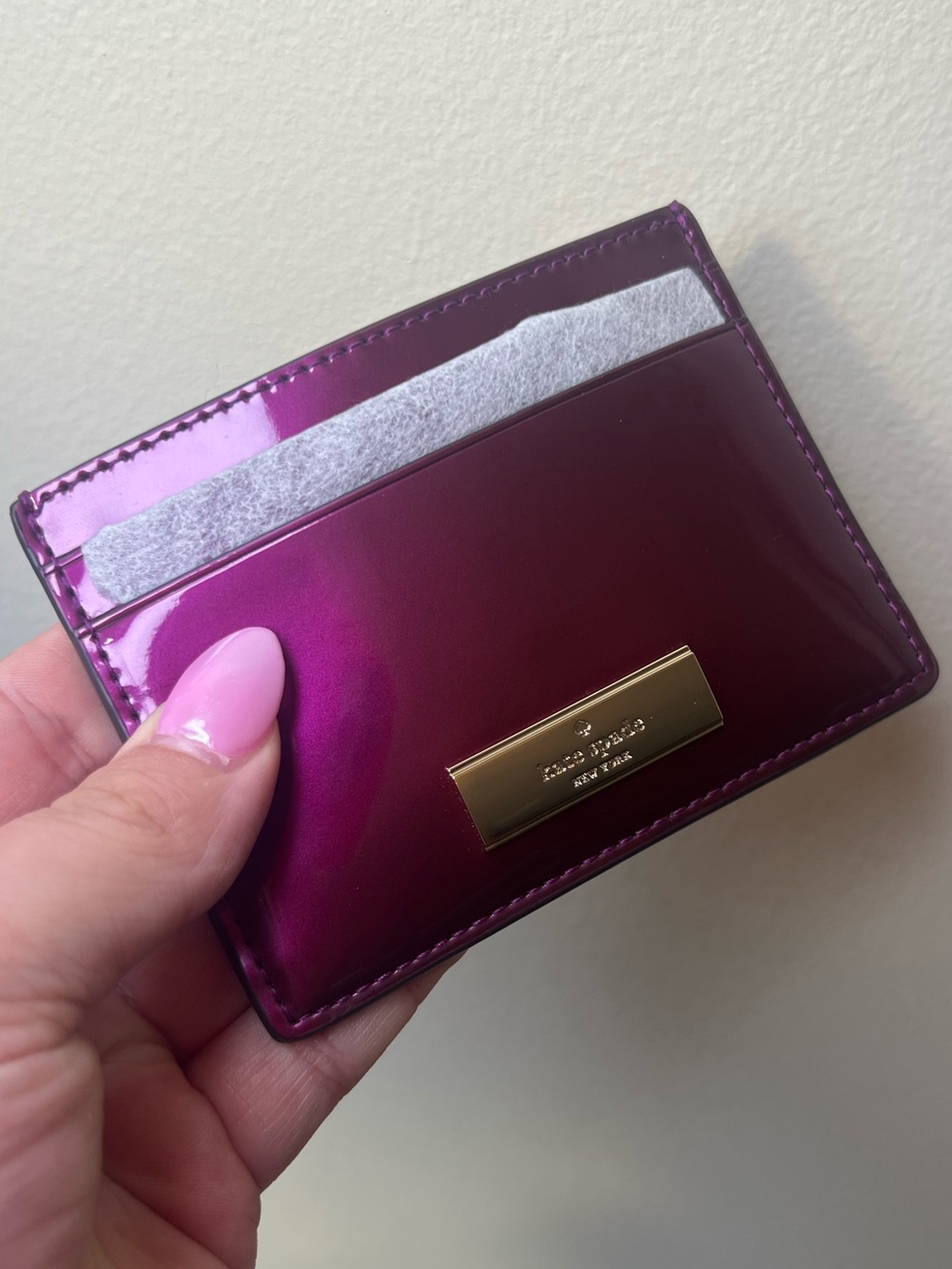 Kate Spade Kenzie Patent Slim Card Holder Dark Raspberry NIB - Picture 6 of 14